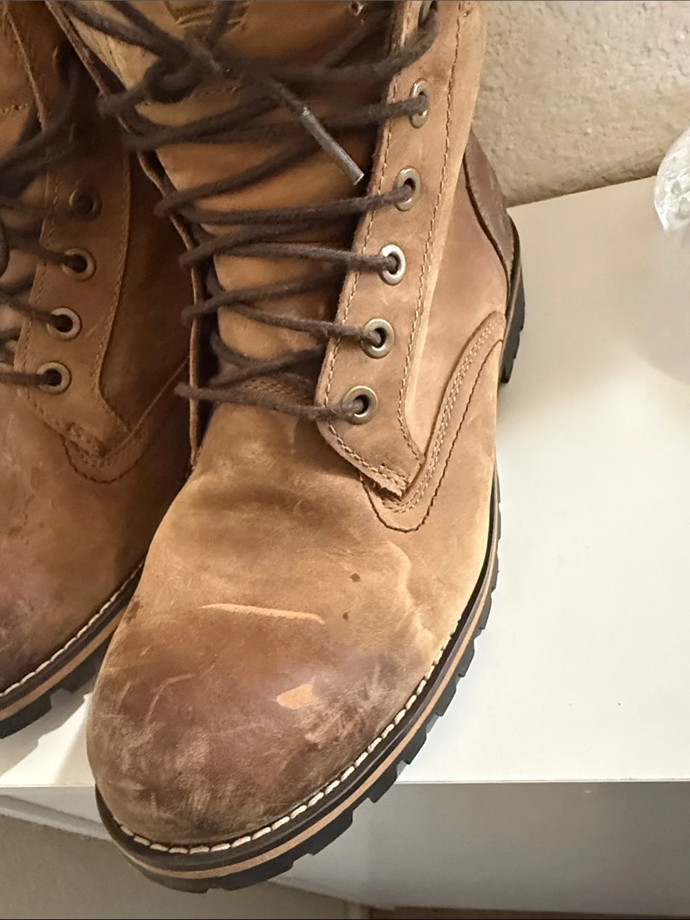 Timberland Men’s Tan/Brown Leather Lace-Up anti fatigue Boots
